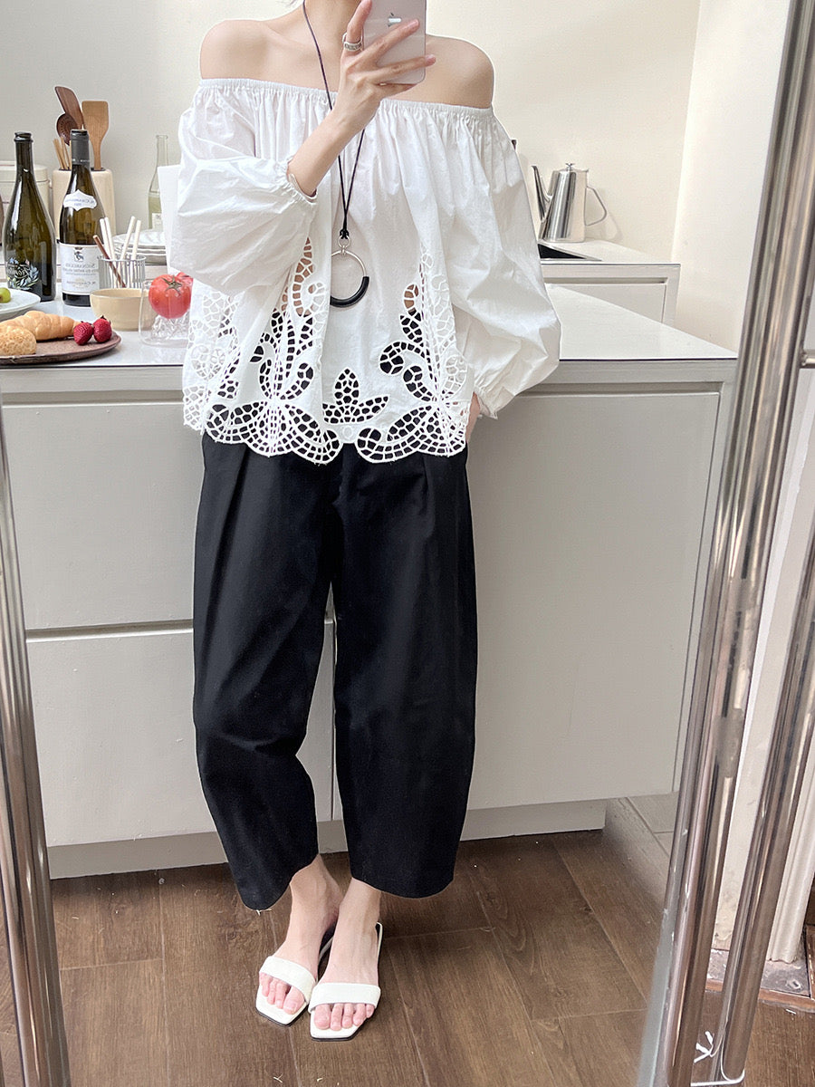 Kylie Off Shoulder Lace Broderie Top