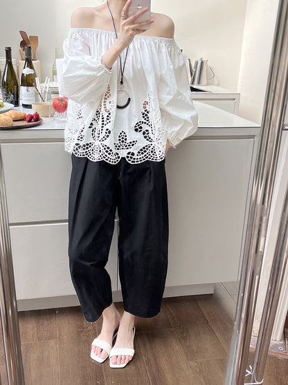 Kylie Off Shoulder Lace Broderie Top