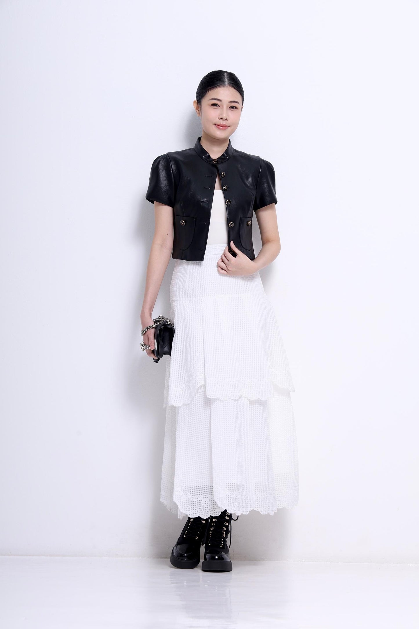 Natasha Mandarin Colar Cropped Jacket