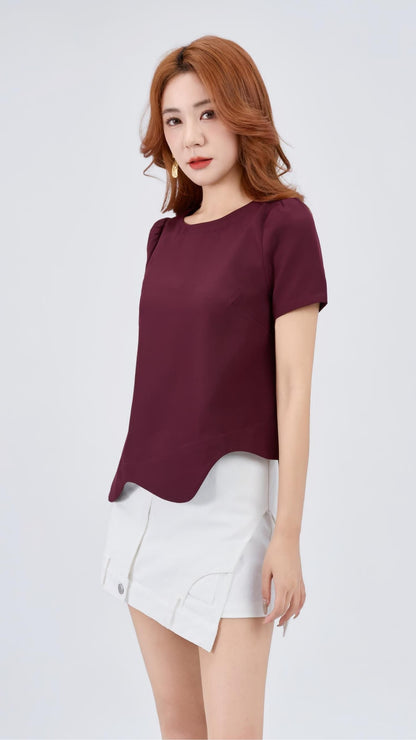Ziri Scallop Hem Loose Top