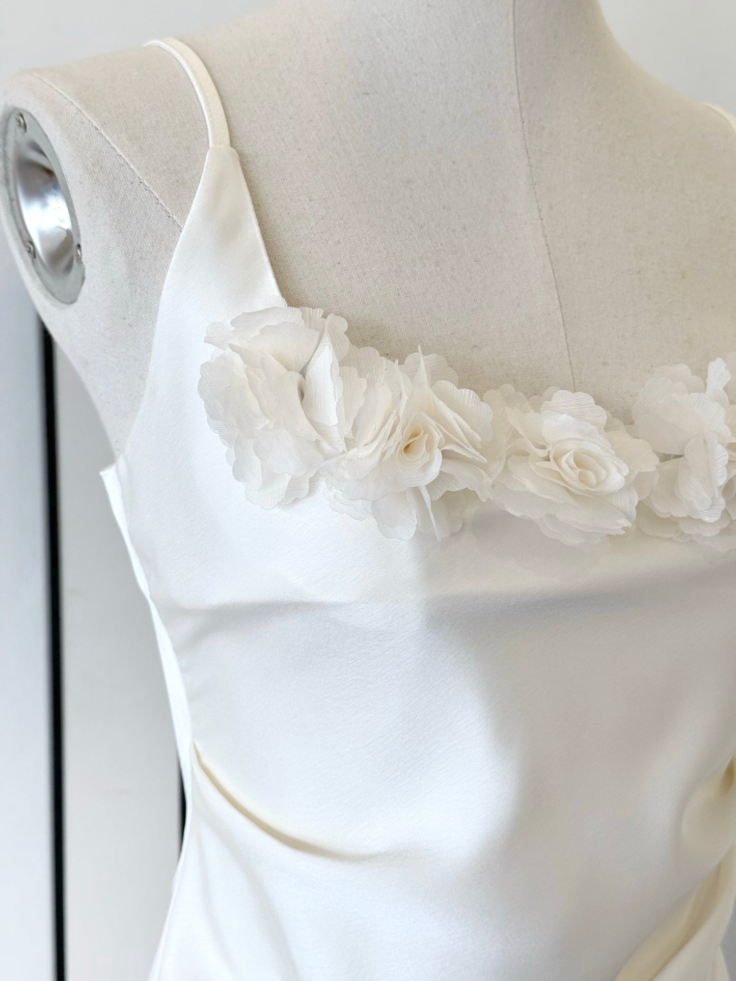Penelope Satin Dress with Flower Brooch