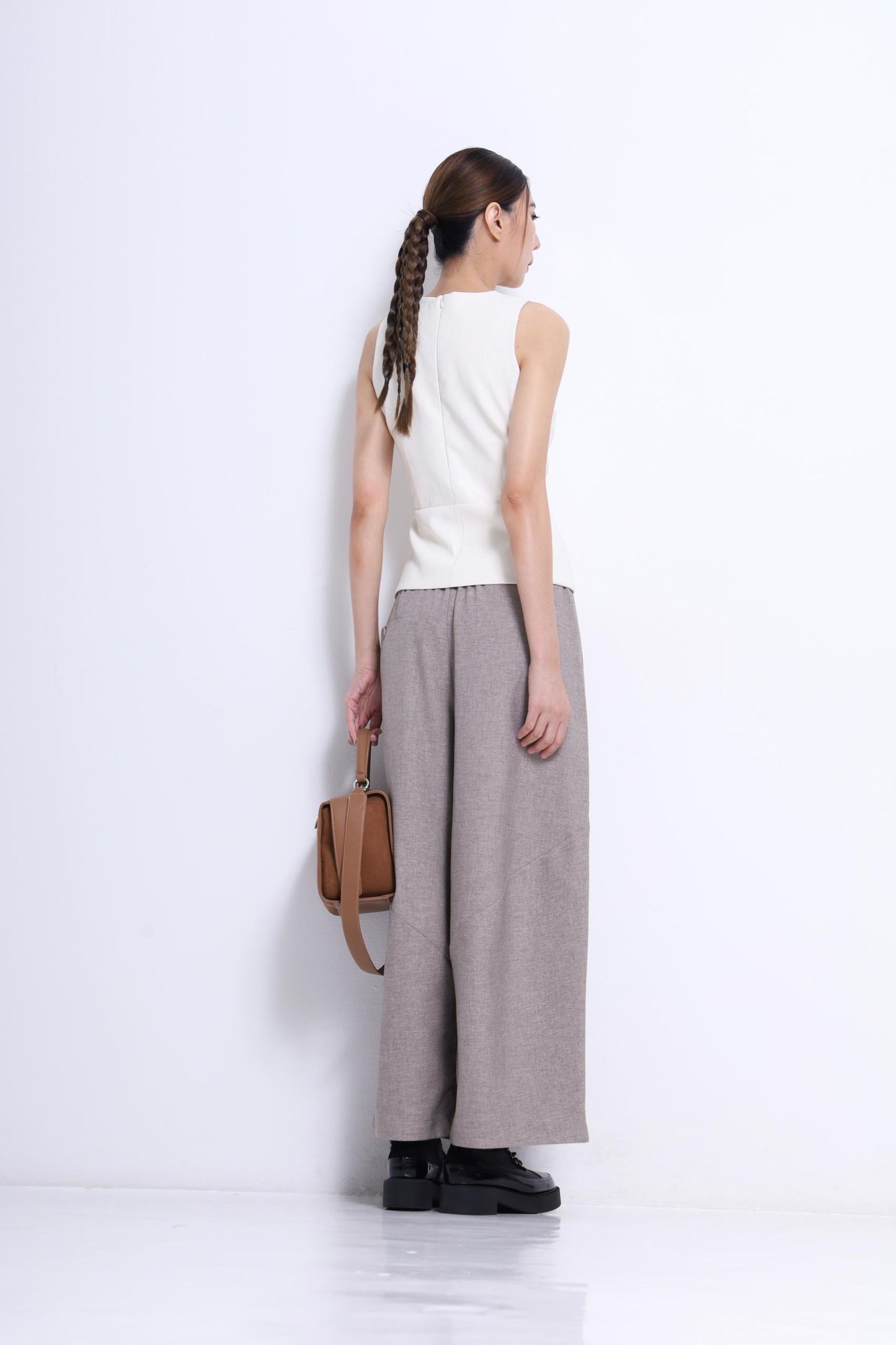 Maple Faux Leather Button Top