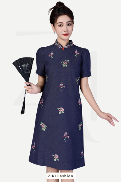 Nin Denim Qipao Dress