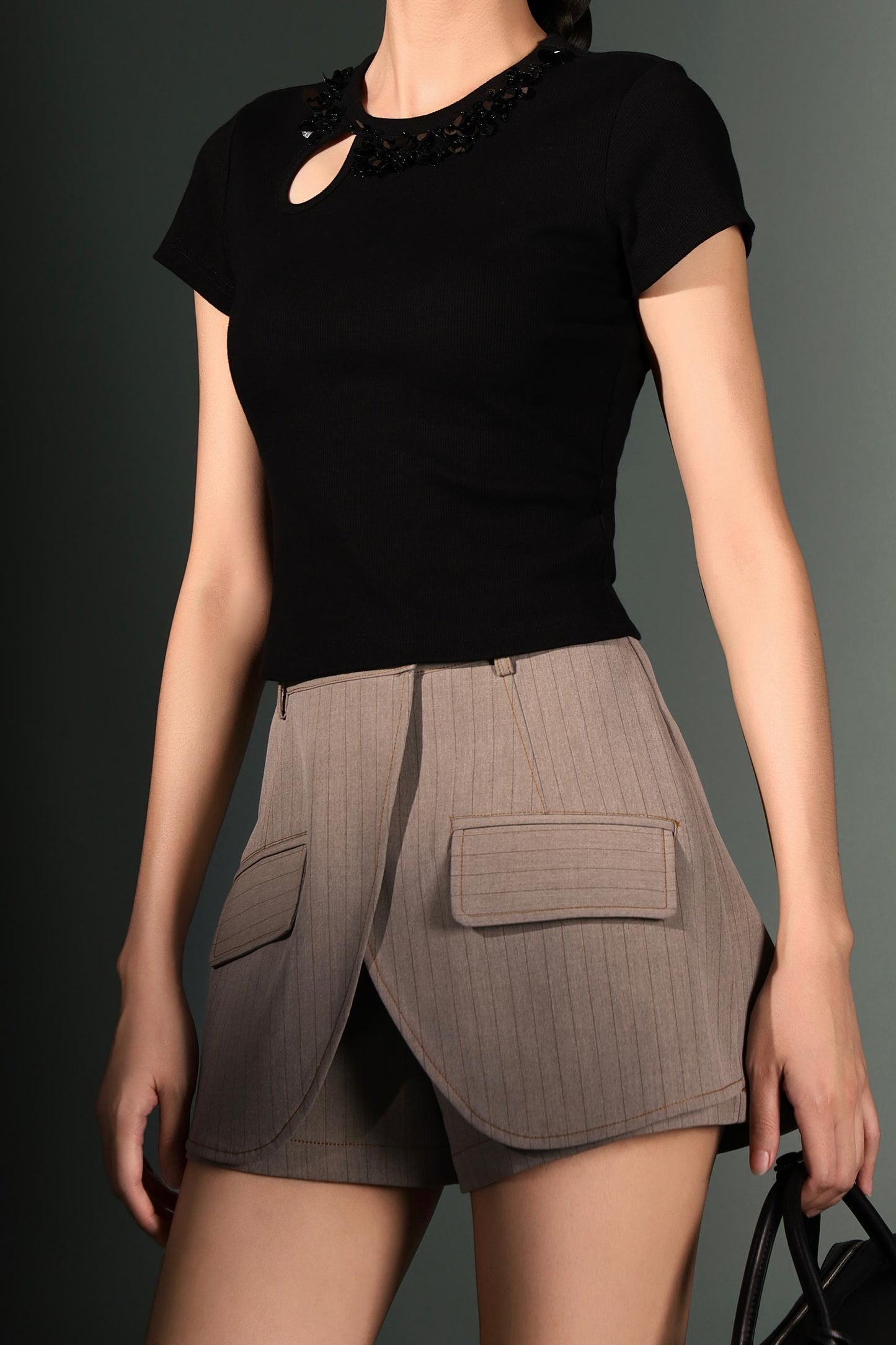 Ariel Sequins Ribbed Knit Tee