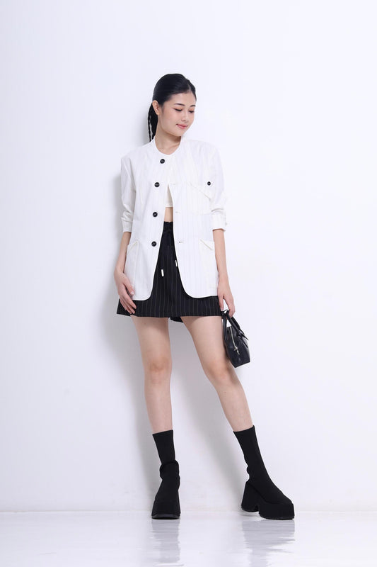 Tera Pinstripe Long Outerwear