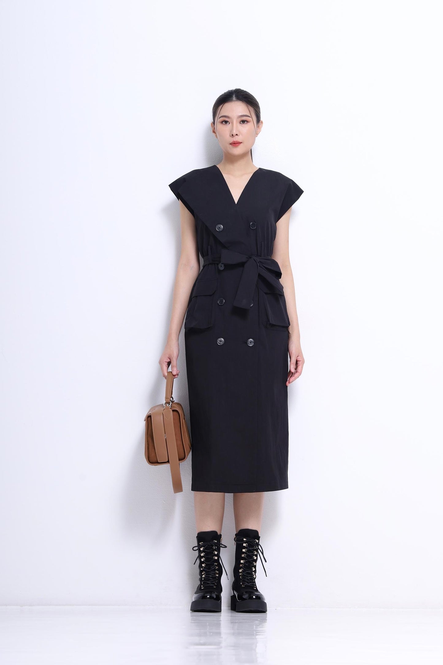 Mona V-Neck Trench Dress