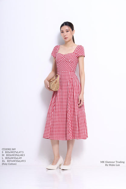 Elise Sweet Heart Checkered Dress