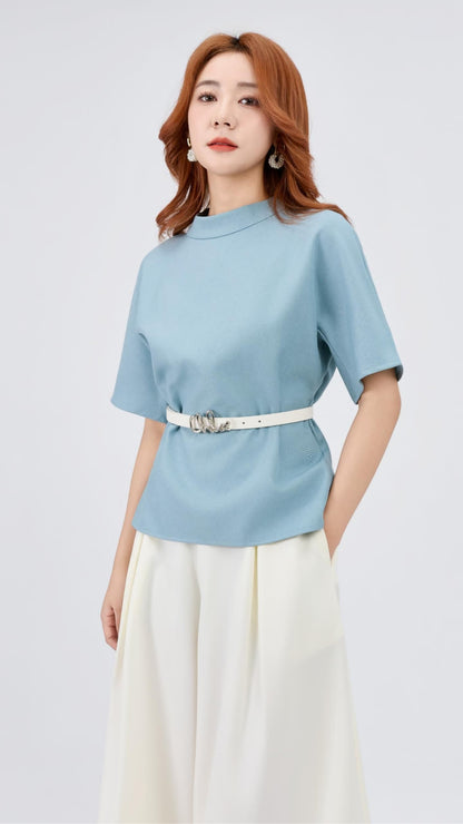 Ziri Loose Mock Neck Top