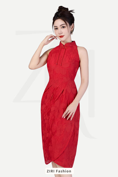 Sue Tencel Embroidered Qipao Dress