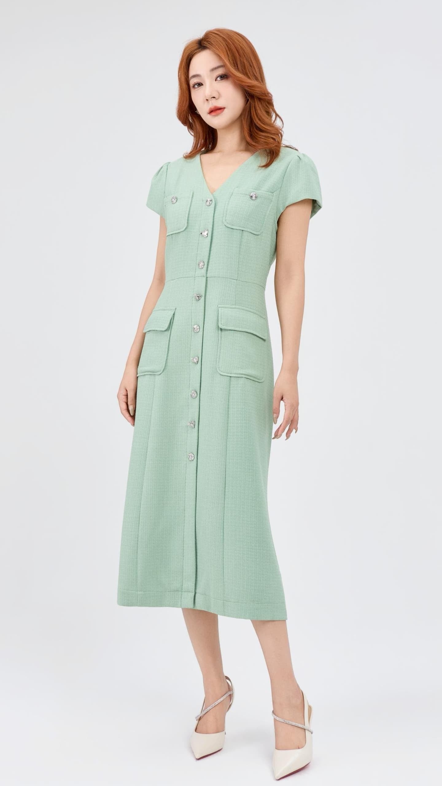 Ziri V-Neck Tweed Dress