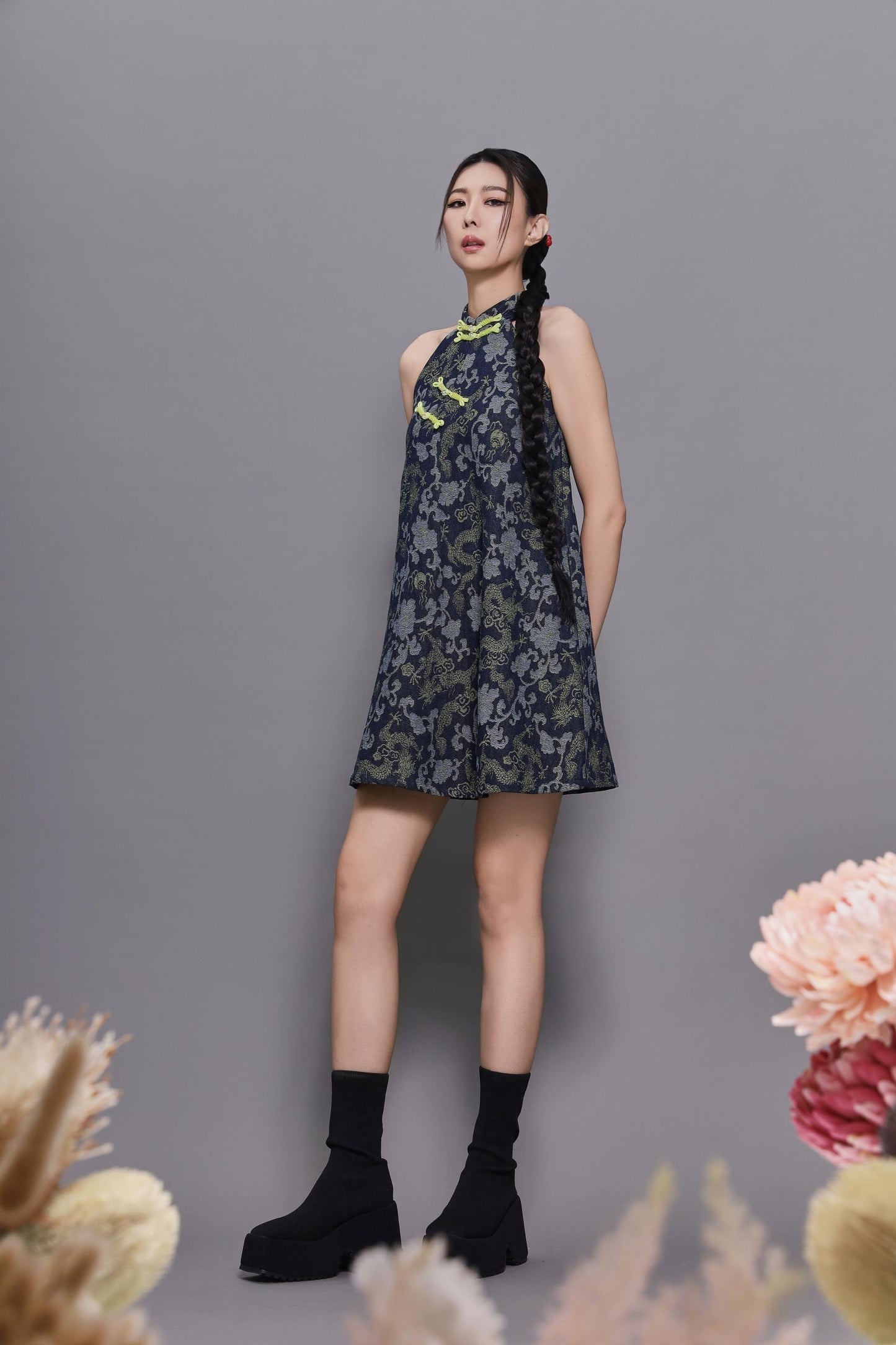 Aki Denim Qipao Dress