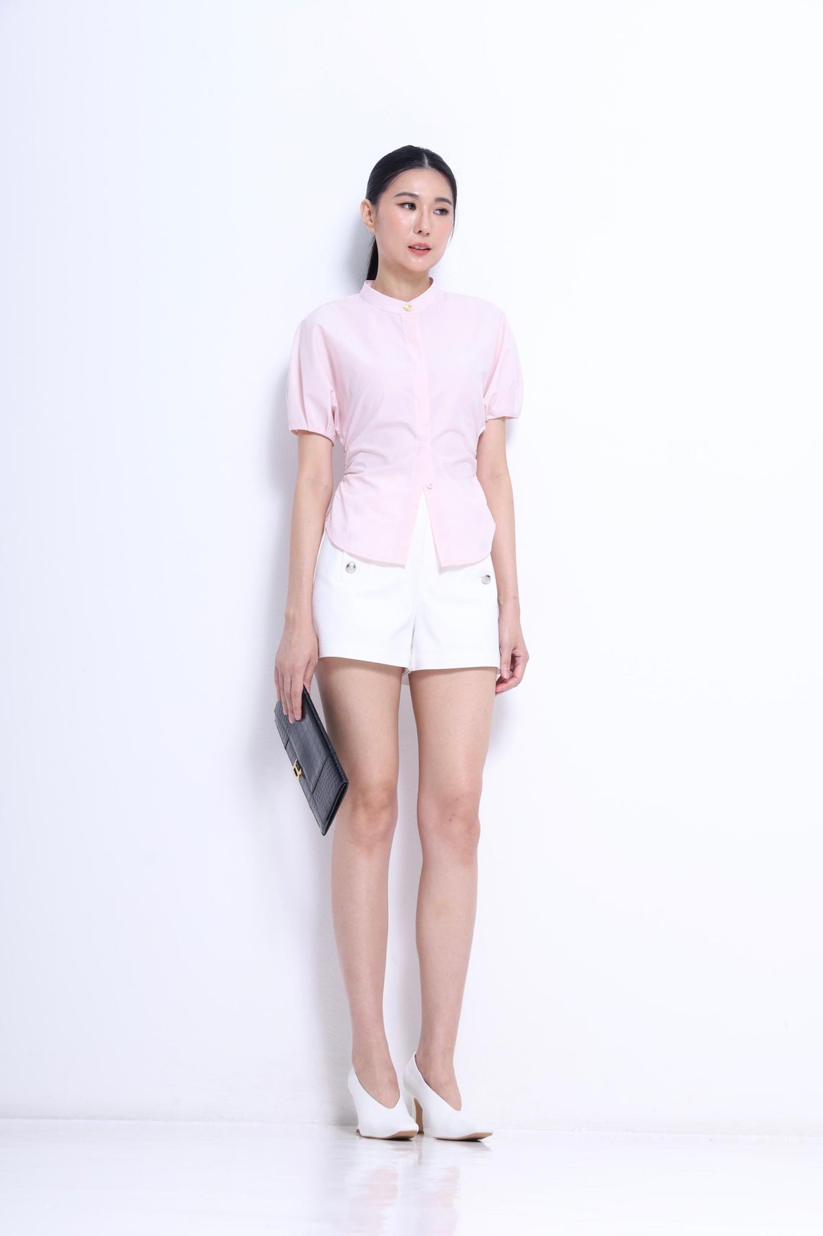 Irene Waist Tie Mandarin Shirt