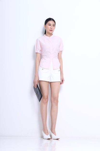 Irene Waist Tie Mandarin Shirt