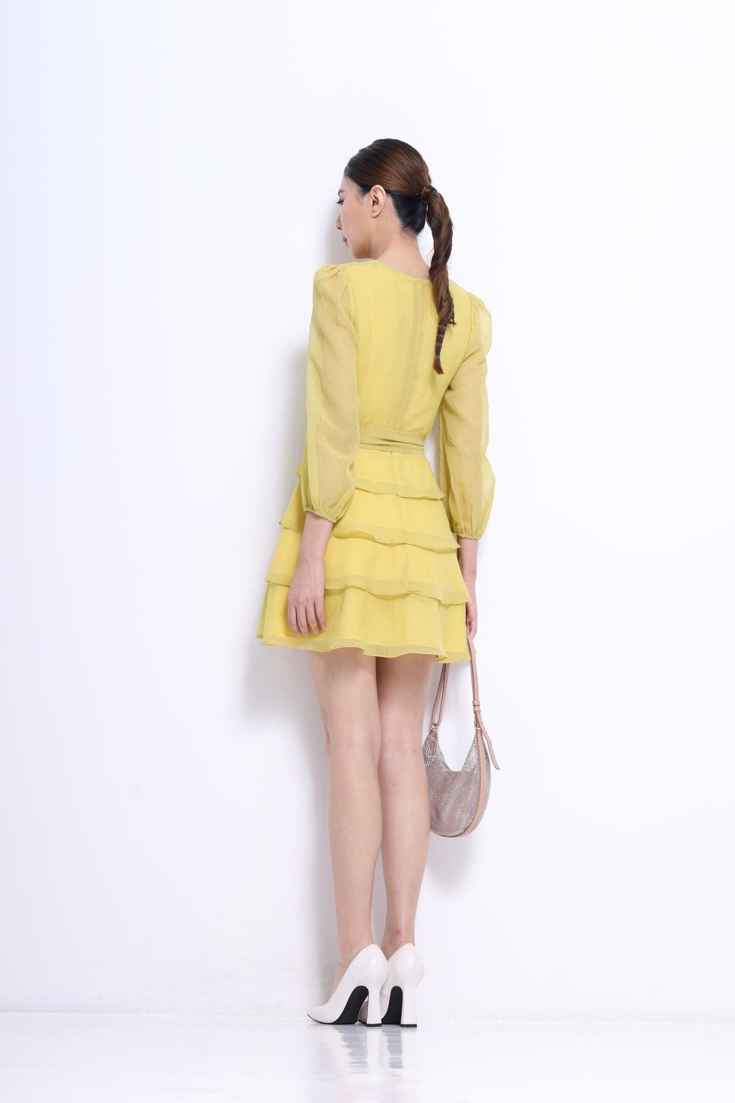 Celeste V-Neck Ruffles Midi Dress