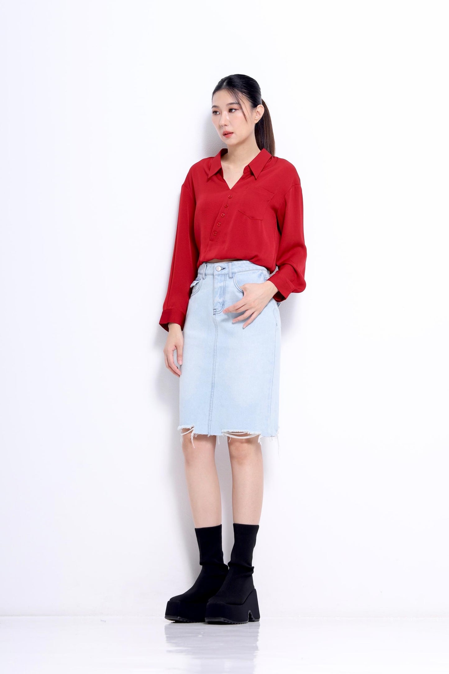 Valentina Asymmetrical Satin Blouse