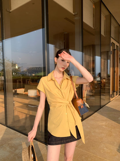 PREORDER Yoona Lace Side Tie Shirt