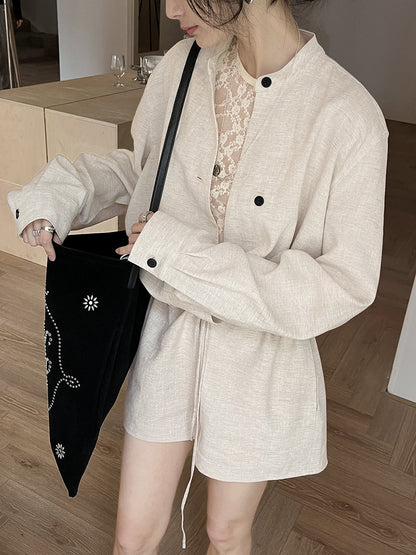 Chris Linen V-Neck Jumpsuit