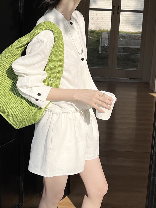 Chris Linen V-Neck Jumpsuit