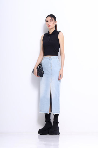 Carly V-Neck Embroidered Polo Tee