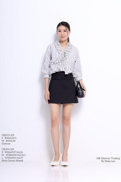 Hara Ruffle Collar Top