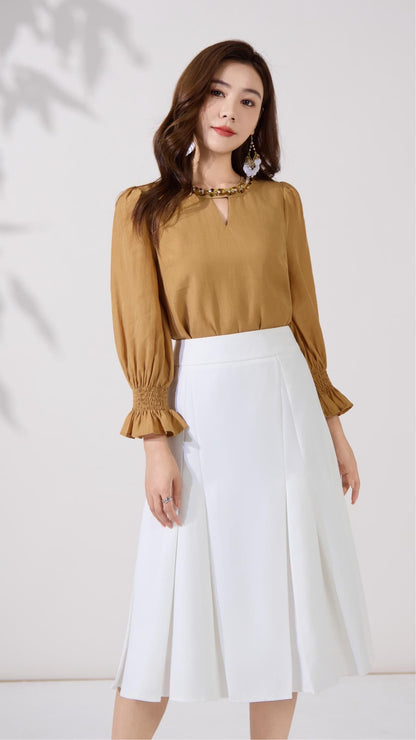Ziri Sequins Neck Long Sleeve Top