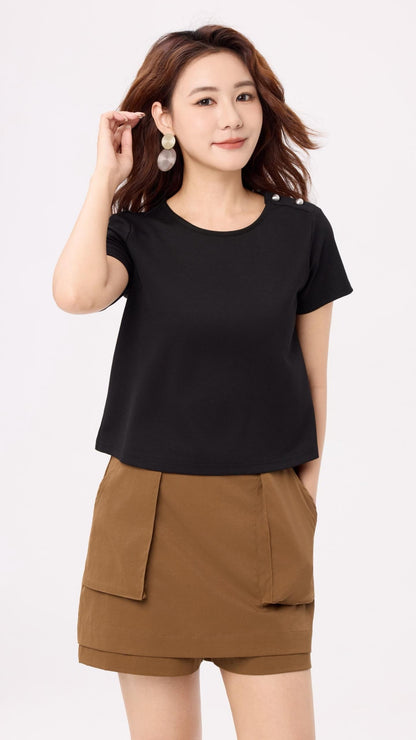 Ziri Button Embellished Tee