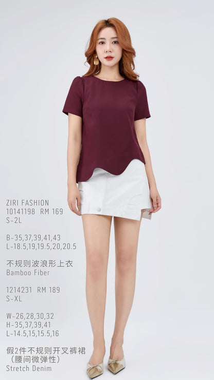 Ziri Scallop Hem Loose Top