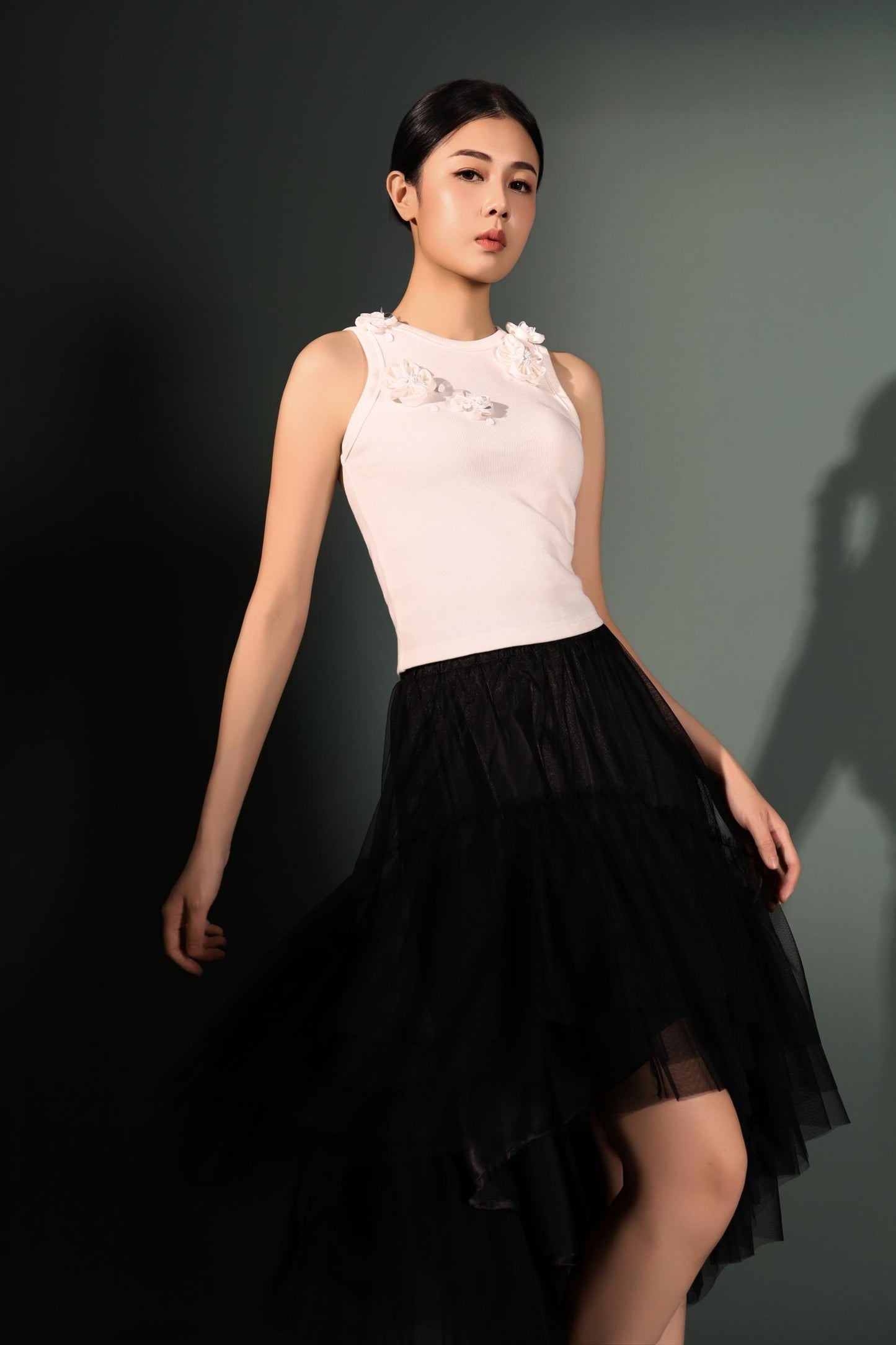 Pansy Asymmetrical Tulle Skirt
