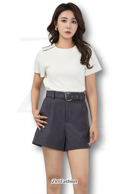 Ziri Belted High Waisted Shorts
