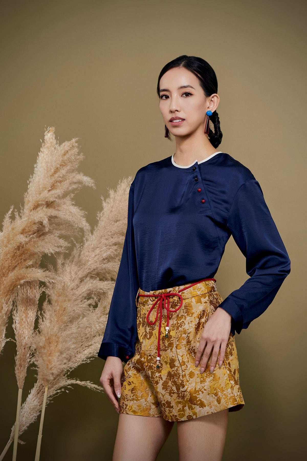 Qian Orient Satin Top
