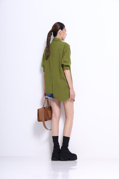 Miyu Asymmetrical Short Sleeve Shirt
