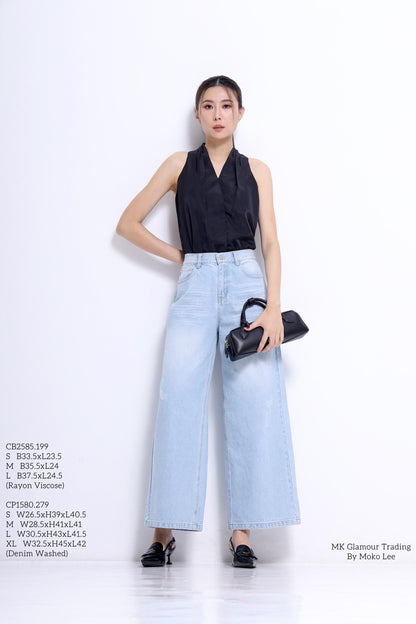 Nadya V-Neck Satin Top