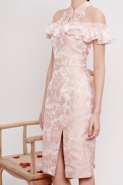 Lu Orient Off Shoulder Ruffles Qipao