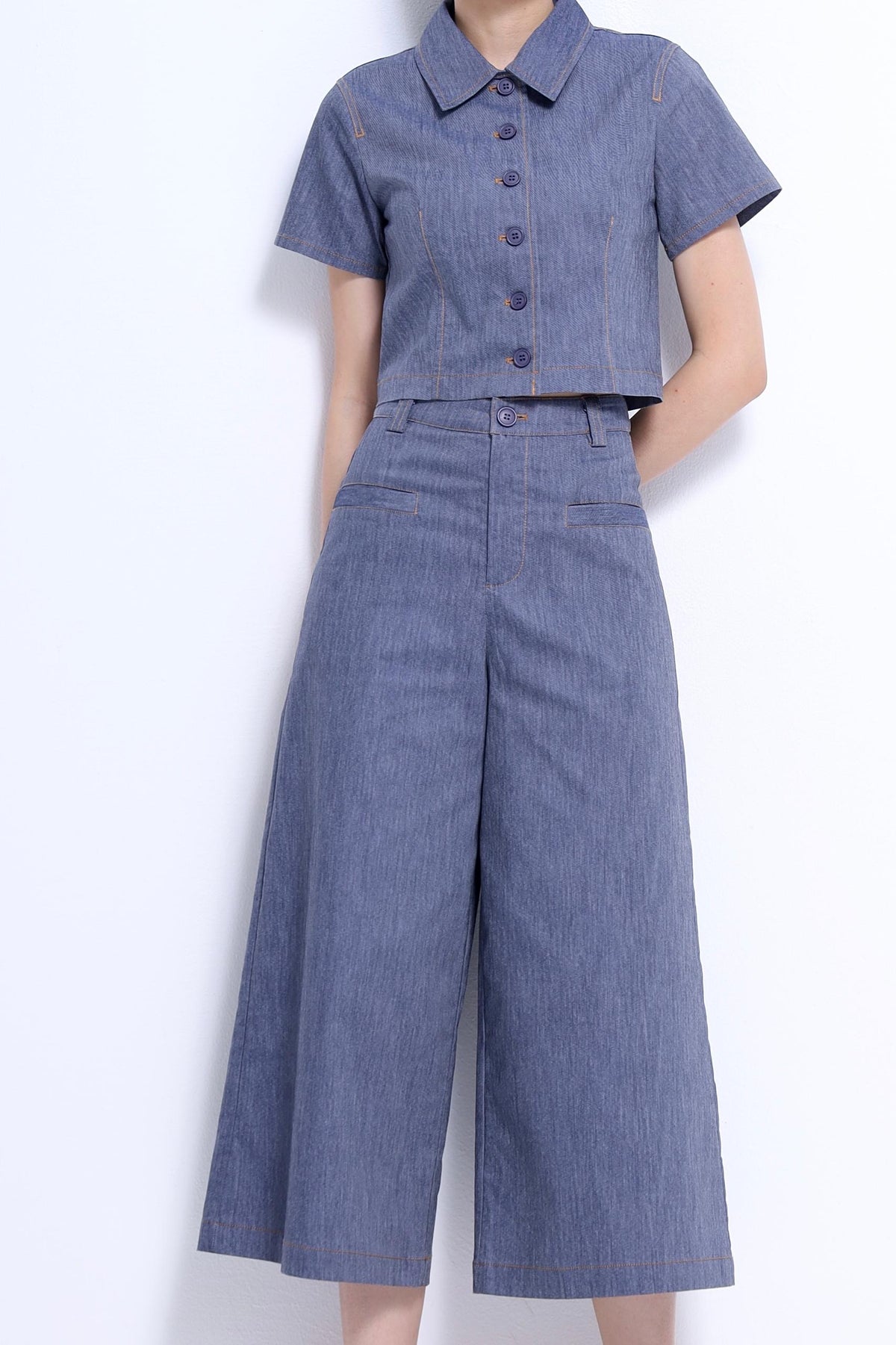 Tassy Button Down Cropped Shirt