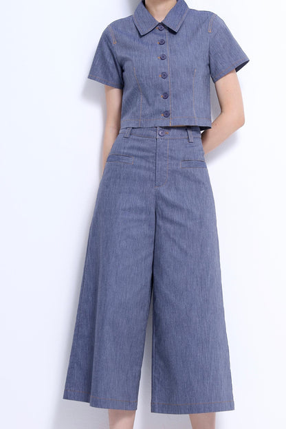 Tassy Button Down Cropped Shirt