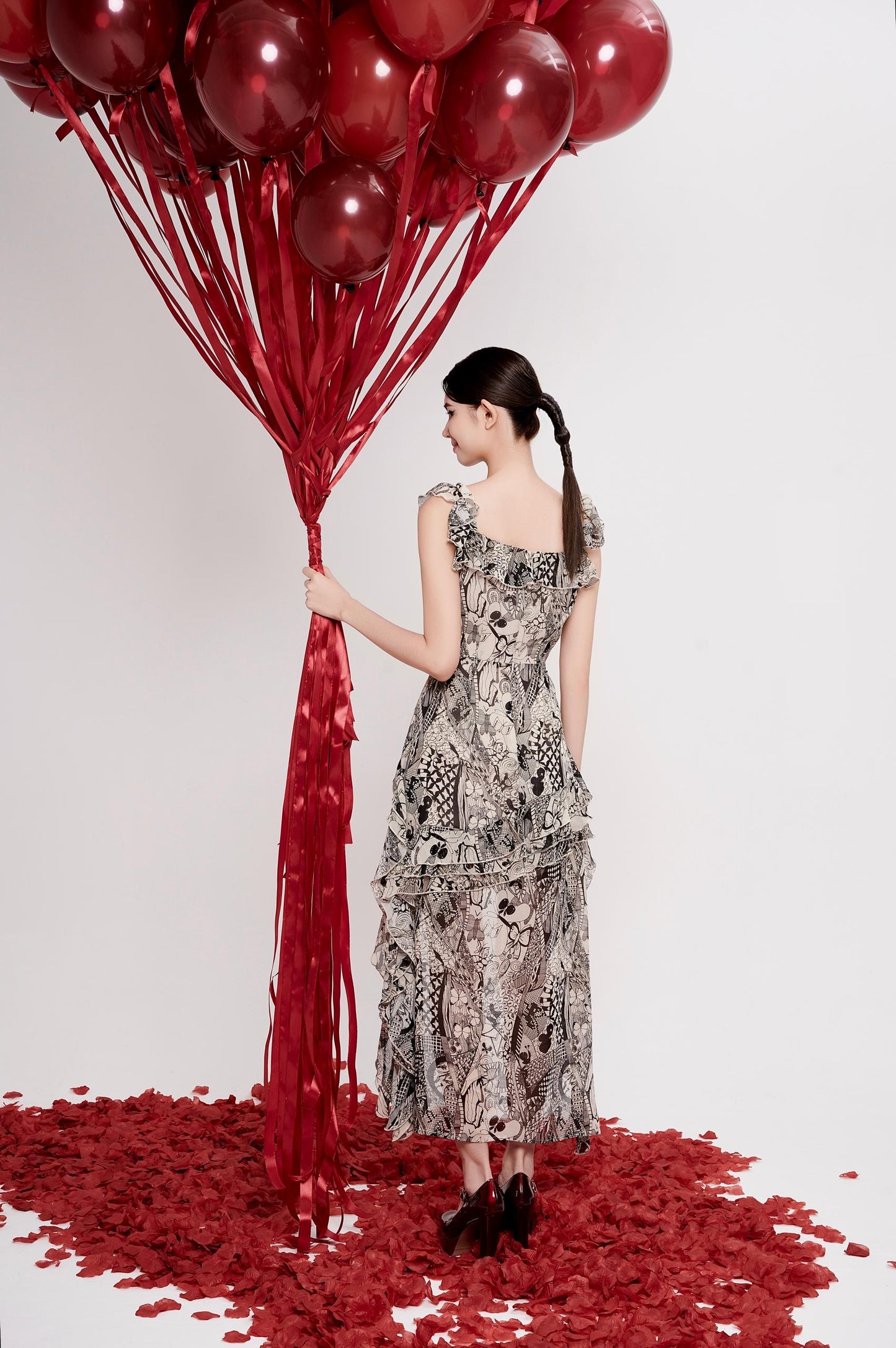 Vayda Asymmetrical Ruffles Dress