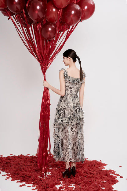 Vayda Asymmetrical Ruffles Dress