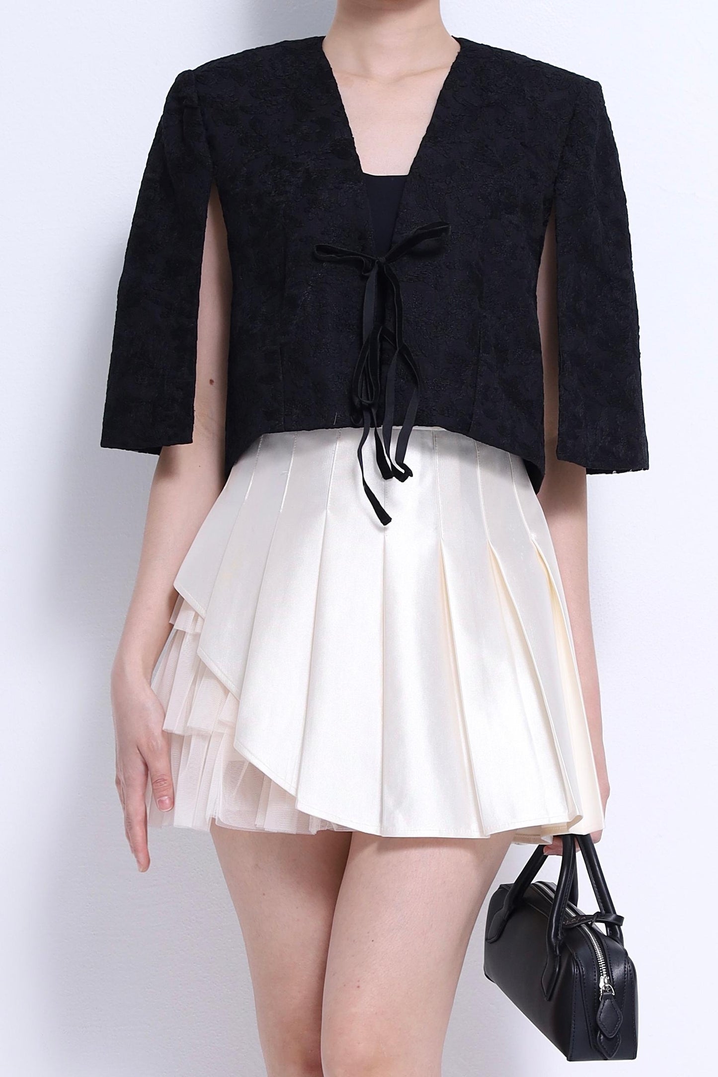Lia Front Tie Cropped Cape