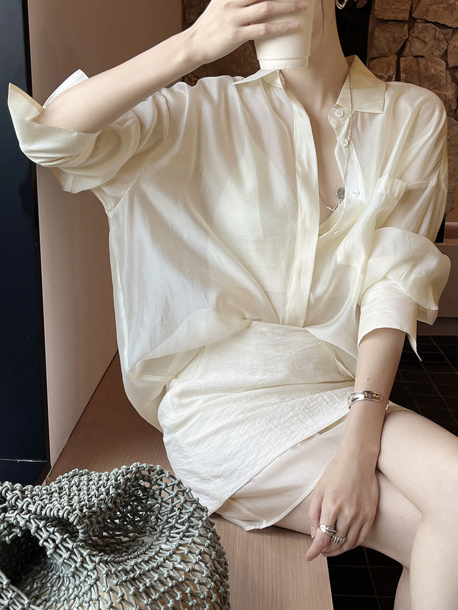 Hoo Bi-Material Shirt + Skirt Set