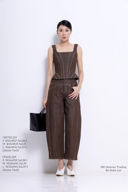 Zenda Denim Square Neck Top