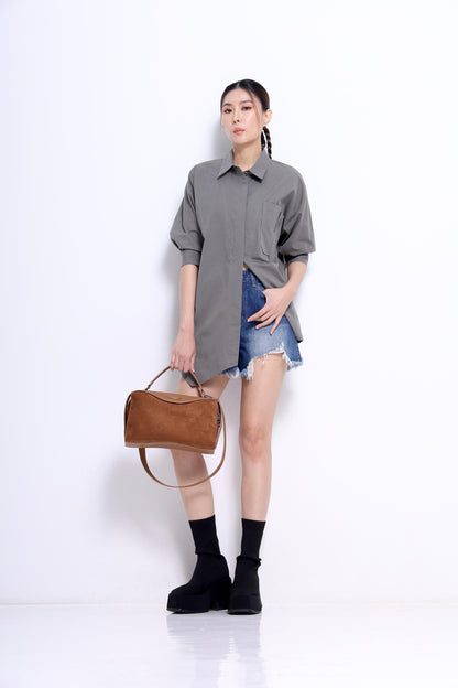 Miyu Asymmetrical Short Sleeve Shirt