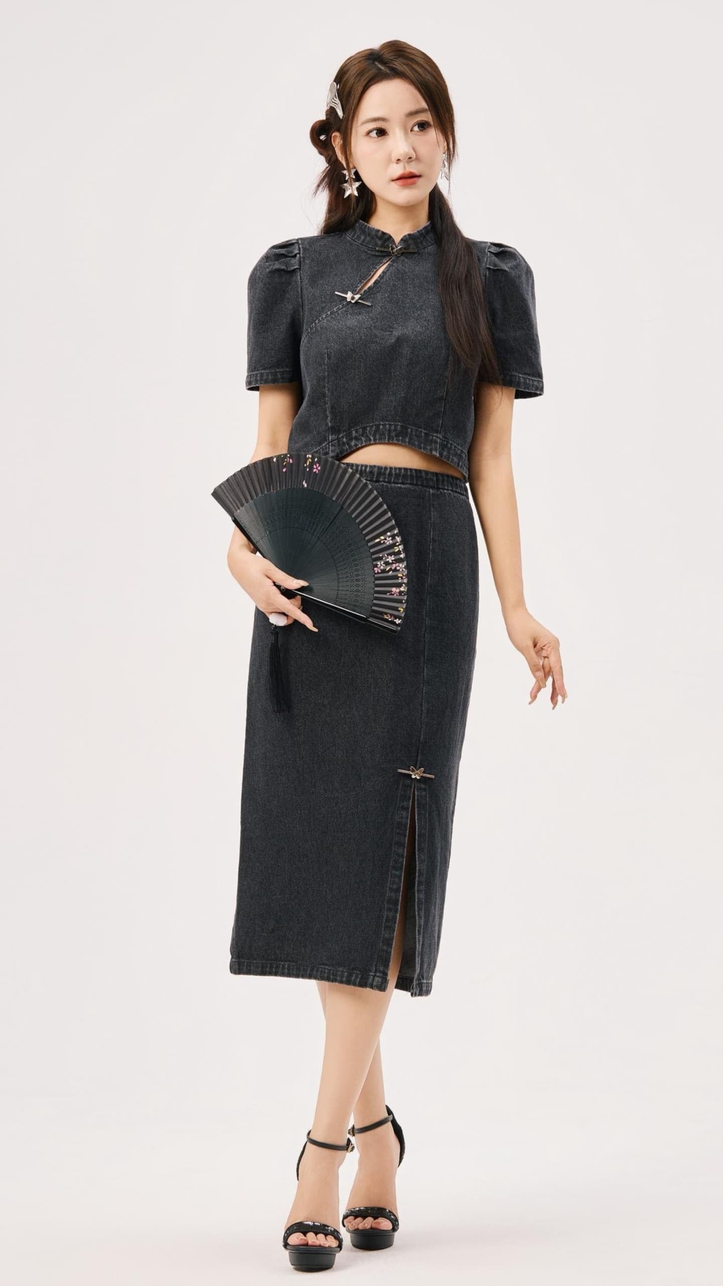 Ning Oriental Denim Skirt