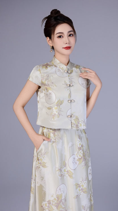 Xin Oriental Jacquard Qipao Top