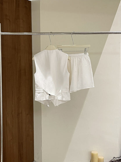 Hoo Linen Vest + Shorts Setwear