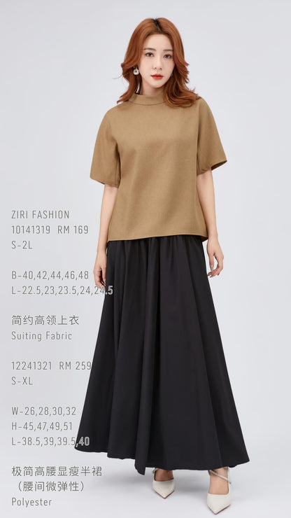 Ziri Loose Mock Neck Top