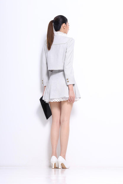 Miu Lace Hem Pleated Skirt