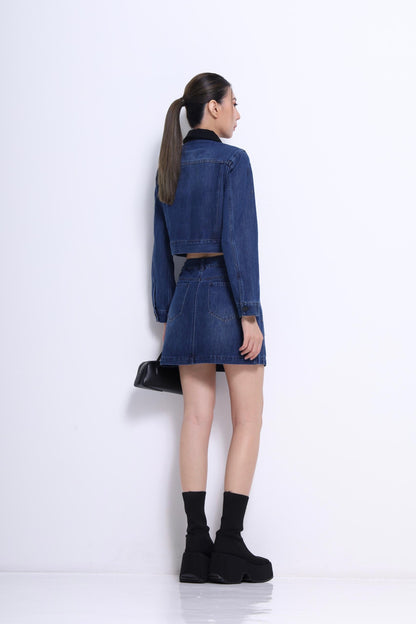 Anna Embellished Denim Mini Skirt