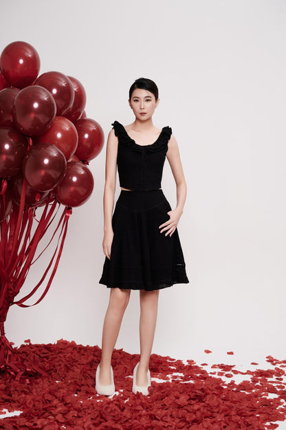 Olivia Ruffle Hem Midi Skirt