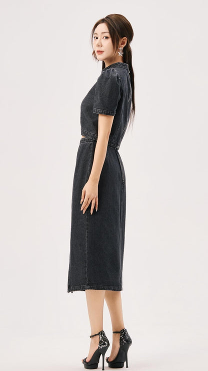 Ning Oriental Denim Skirt