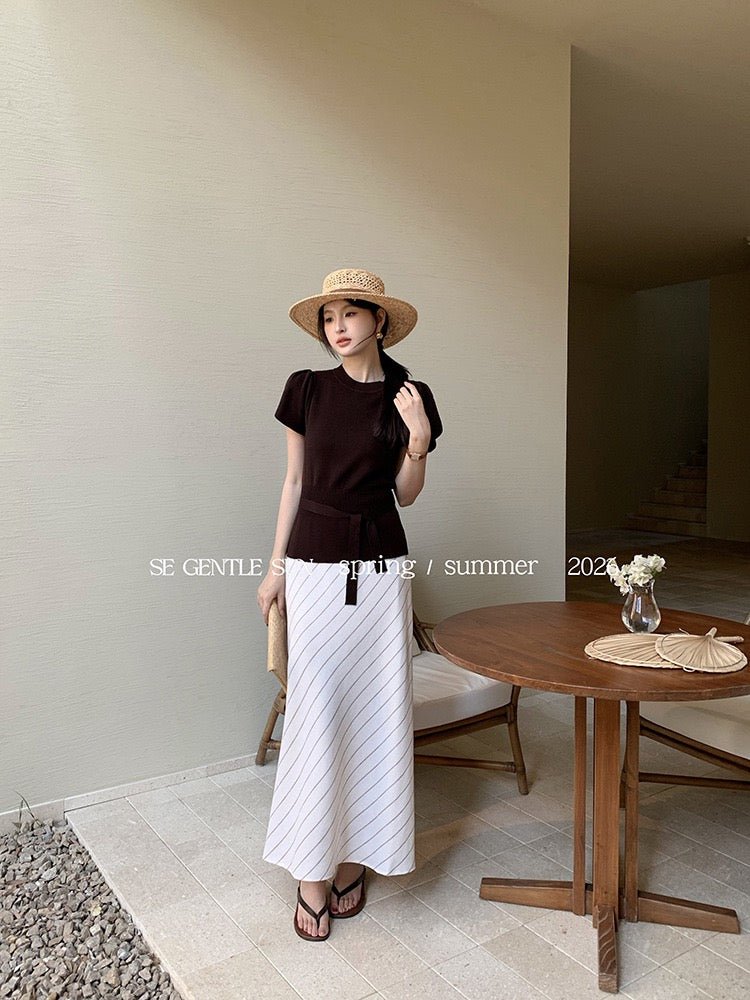 Quinn Diagonal Stripe Skirt